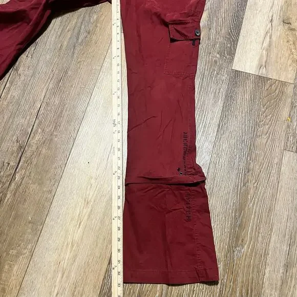 Vtg Abercrombie Fitch Convertible Cargo Pants Womens 6 Low Rise Red Flare 90s - Picture 11 of 11